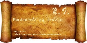 Mesterházy Irén névjegykártya